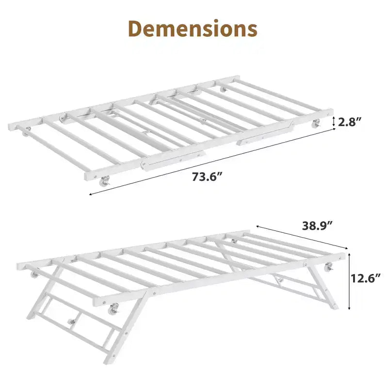 Lit de repos gigogne double en métal avec roulettes verrouillables 12,6 kg