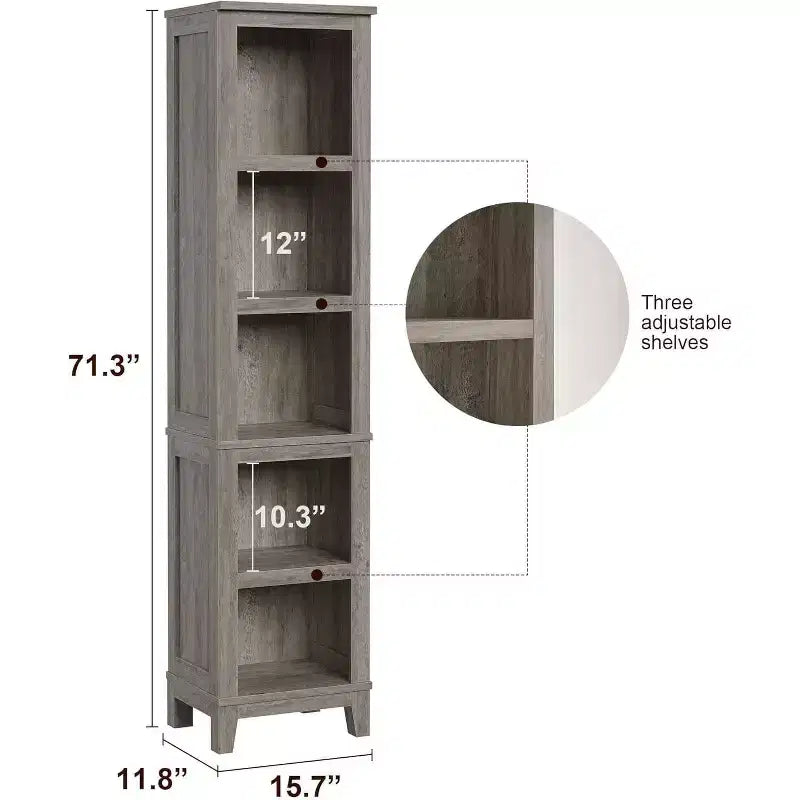 Étagère d'angle étroite à 5 niveaux en MDF avec pieds en bois 8,78 kg