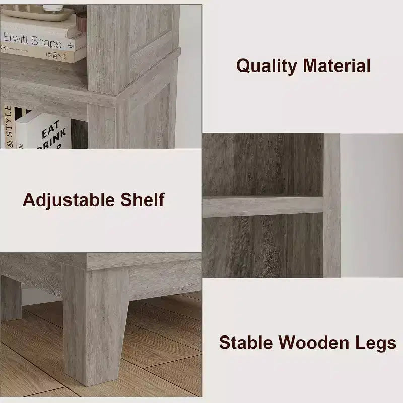 Étagère d'angle étroite à 5 niveaux en MDF avec pieds en bois 8,78 kg